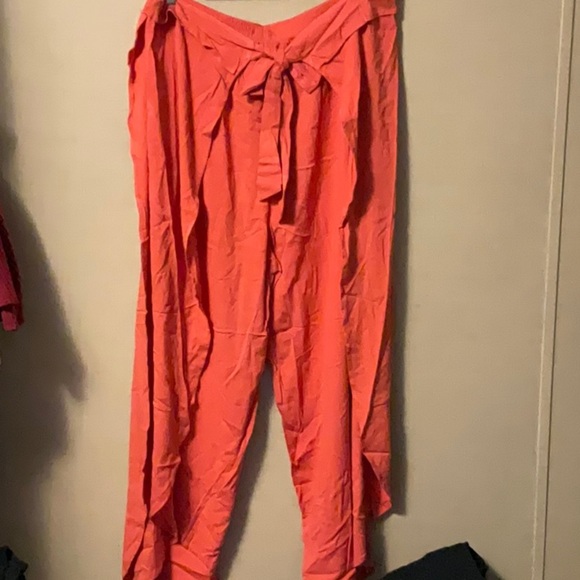 Forever 21 Bright Coral Wide Leg Pants - Picture 1 of 7